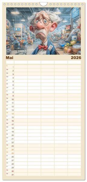 Produktbild: Familienplaner 2026 - Arbeiten bis der Rollator funkt! mit 5 Spalten (Wandkalender, 21 x 45 cm) CALVENDO