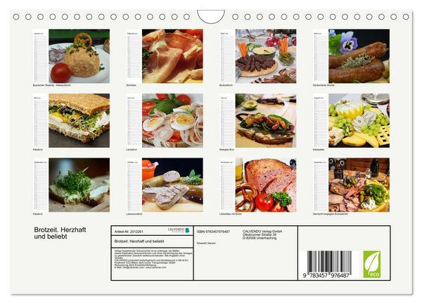 Produktbild: Brotzeit. Herzhaft und beliebt (Wandkalender 2026 DIN A4 quer), CALVENDO Monatskalender