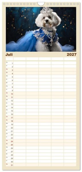 Produktbild: Familienplaner 2027 - Kleine Hunde - Gro&szlig;e Diven mit 5 Spalten (Wandkalender, 21 x 45 cm) CALVENDO