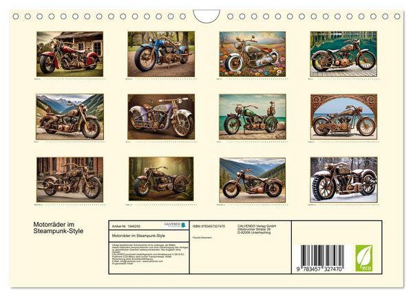 Produktbild: Motorr&auml;der im Steampunk-Style (Wandkalender 2026 DIN A4 quer), CALVENDO Monatskalender