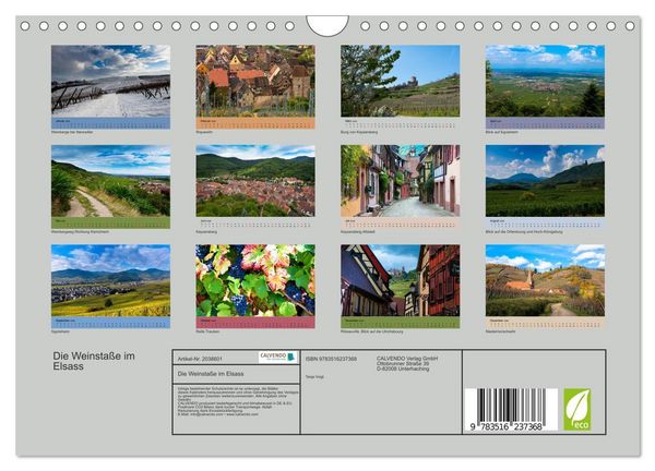 Produktbild: Die Weinsta&szlig;e im Elsass (Wandkalender 2026 DIN A4 quer), CALVENDO Monatskalender