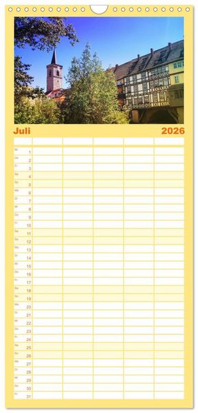 Produktbild: Familienplaner 2026 - Erfurt - So wunderbar mit 5 Spalten (Wandkalender, 21 x 45 cm) CALVENDO