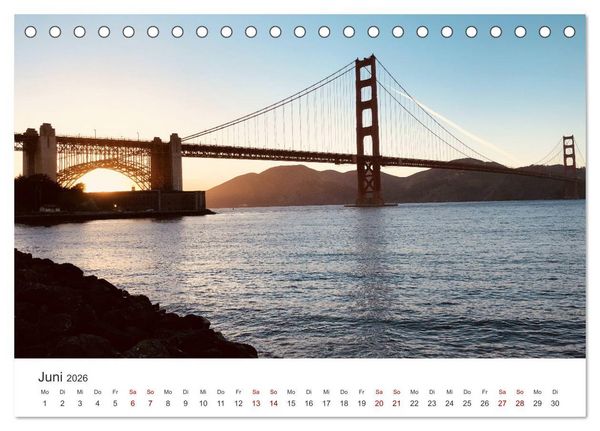 Produktbild: Golden Gate Bridge - Das ber&uuml;hmte Wahrzeichen von San Francisco. (Tischkalender 2026 DIN A5 quer), CALVENDO Monatskalender