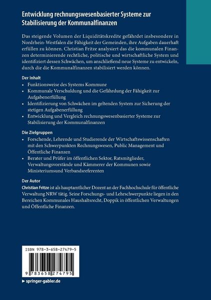 Produktbild: Entwicklung rechnungswesenbasierter Systeme zur Stabilisierung der Kommunalfinanzen