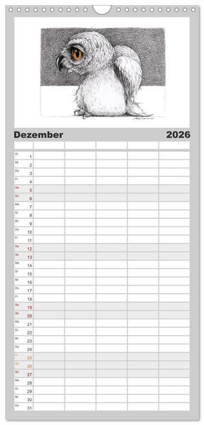 Produktbild: Familienplaner 2026 - TIERONISCH mit 5 Spalten (Wandkalender, 21 x 45 cm) CALVENDO