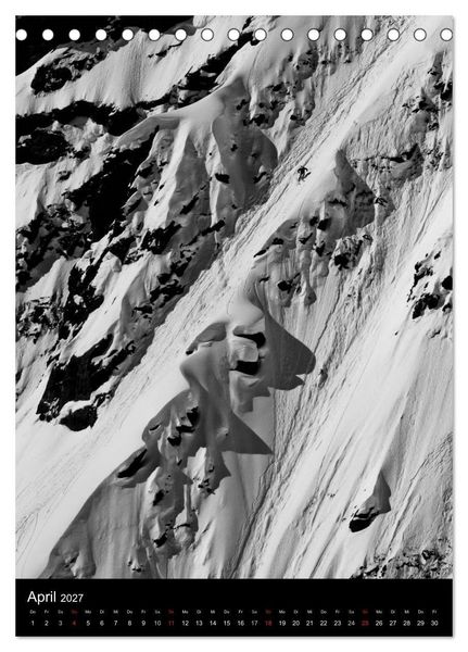 Produktbild: Monochrome Ski (Tischkalender 2027 DIN A5 hoch), CALVENDO Monatskalender