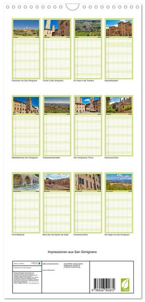 Produktbild: Familienplaner 2026 - Impressionen aus San Gimignano mit 5 Spalten (Wandkalender, 21 x 45 cm) CALVENDO