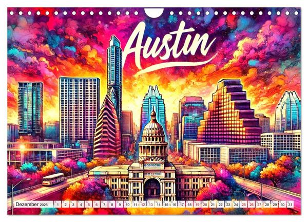 Produktbild: Stadtansichten der USA in Tusche (Wandkalender 2026 DIN A4 quer), CALVENDO Monatskalender