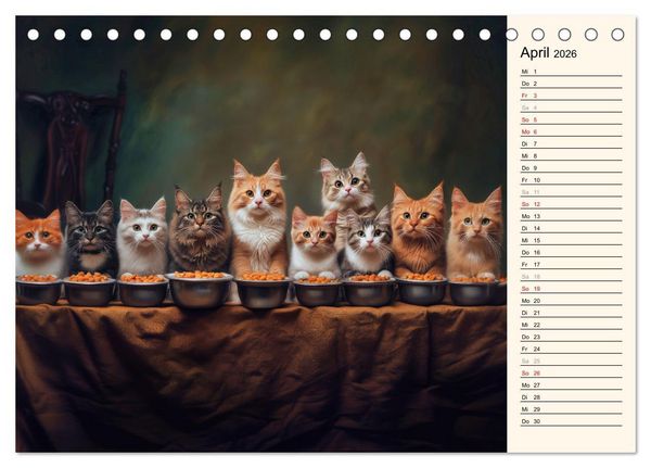 Produktbild: Katzen schaffen Kunst (Tischkalender 2026 DIN A5 quer), CALVENDO Monatskalender