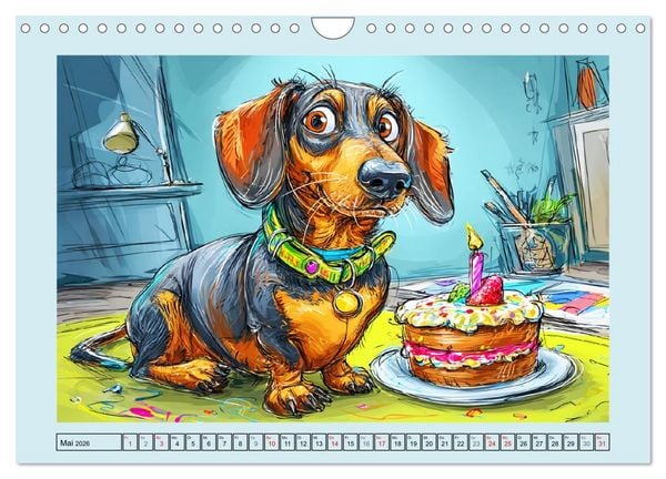 Produktbild: Dackel Fun. Zauberhafte Hunde Cartoons f&uuml;rs Herz (Wandkalender 2026 DIN A4 quer), CALVENDO Monatskalender