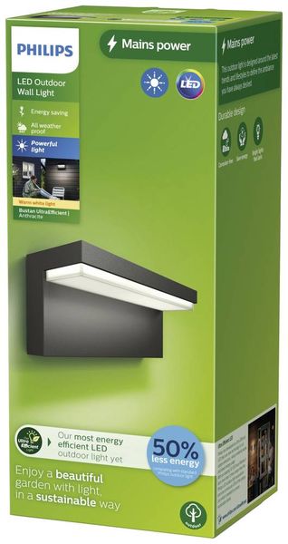 Philips Lighting Bustan 8720169257252 LED-Außenwandleuchte LED 3.8W Anthrazit