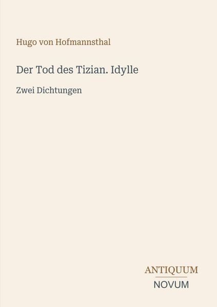 Produktbild: Der Tod des Tizian. Idylle