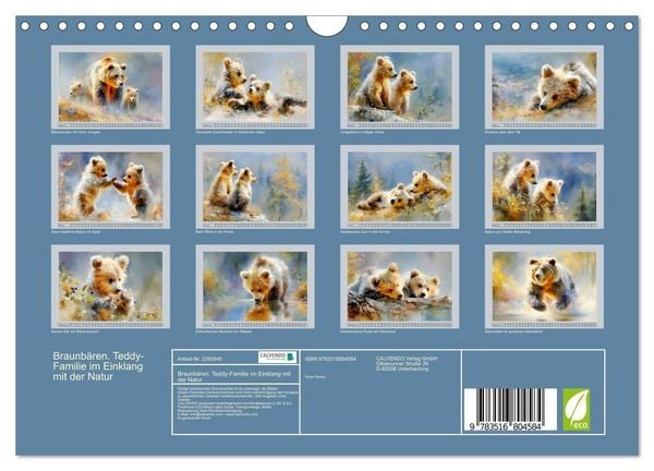 Produktbild: Braunb&auml;ren. Teddy-Familie im Einklang mit der Natur (Wandkalender 2027 DIN A4 quer), CALVENDO Monatskalender