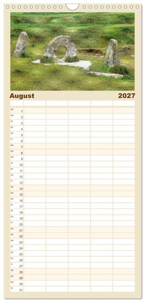 Produktbild: Familienplaner 2027 - S&uuml;dengland - Mystische Steinkreise und Dartmoor mit 5 Spalten (Wandkalender, 21 x 45 cm) CALVENDO