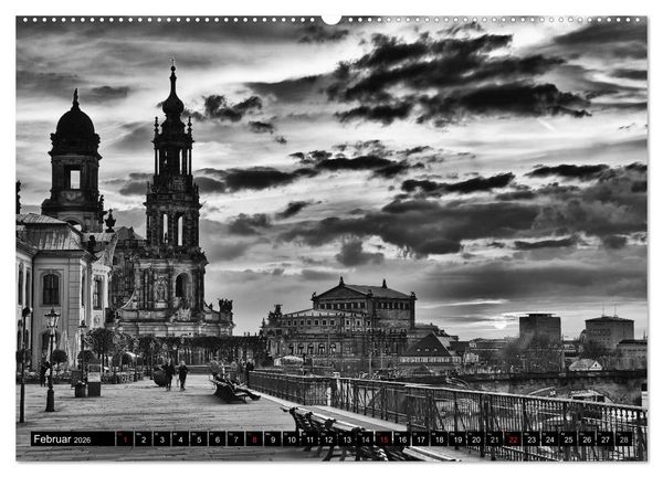 Produktbild: Dresden Faszination Schwarz Weiss (Wandkalender 2026 DIN A2 quer), CALVENDO Monatskalender
