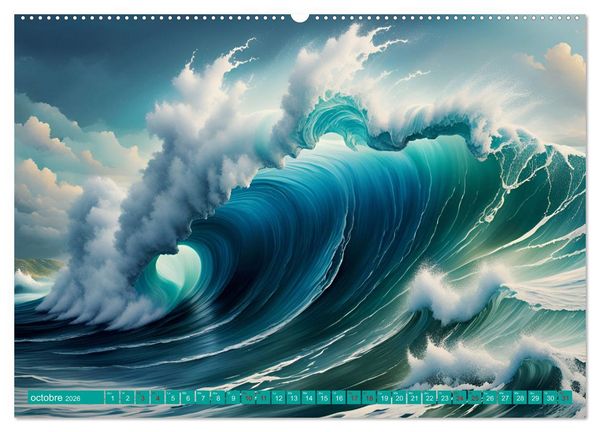 Produktbild: Vagues en col&egrave;re (Calendrier mural 2026 DIN A2 vertical), CALVENDO calendrier mensuel