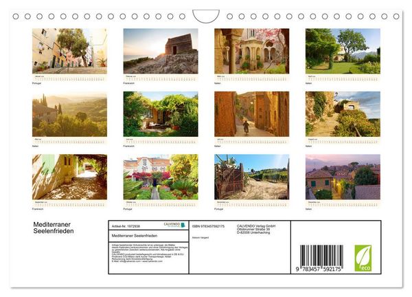 Produktbild: Mediterraner Seelenfrieden (Wandkalender 2026 DIN A4 quer), CALVENDO Monatskalender