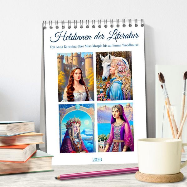 Produktbild: Heldinnen der Literatur (Tischkalender 2026 DIN A5 hoch), CALVENDO Monatskalender