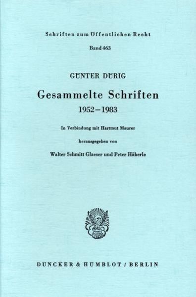 Gesammelte Schriften 1952 - 1983., Taschenbuch von Günter Dürig, Duncker & Humblot, 9783428055944