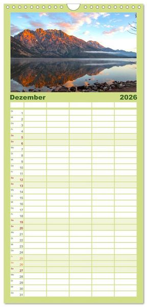 Produktbild: Familienplaner 2026 - Wyoming - Der Bundesstaat der gro&szlig;en Ebenen. mit 5 Spalten (Wandkalender, 21 x 45 cm) CALVENDO