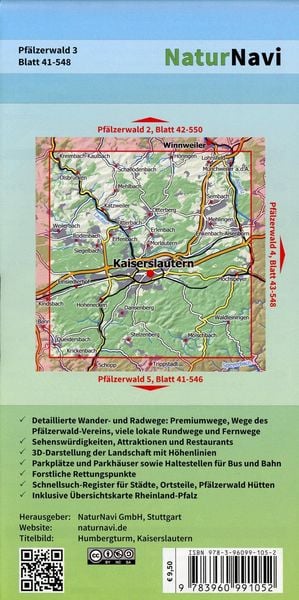 Produktbild: Pf&auml;lzerwald 3. Blatt 41-548, 1 : 25 000