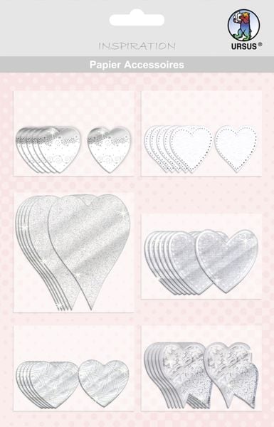 Produktbild: URSUS 36 Papier-Accessoires "Herzen", silber