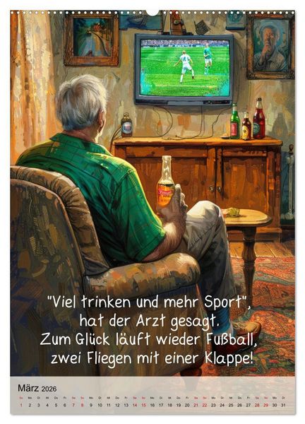 Produktbild: Fu&szlig;ballspr&uuml;che (hochwertiger Premium Wandkalender 2026 DIN A2 hoch), Kunstdruck in Hochglanz