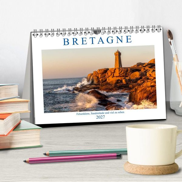 Produktbild: Bretagne - Felsenk&uuml;ste, Sandstr&auml;nde und viel zu sehen (Tischkalender 2027 DIN A5 quer), CALVENDO Monatskalender