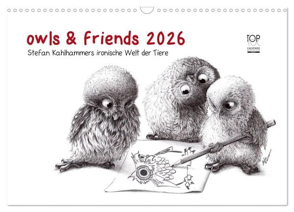 Produktbild: owls & friends 2026 (Wandkalender 2026 DIN A3 quer), CALVENDO Monatskalender