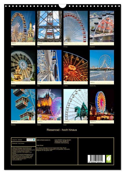 Produktbild: Riesenrad - hoch hinaus (Wandkalender 2026 DIN A3 hoch), CALVENDO Monatskalender