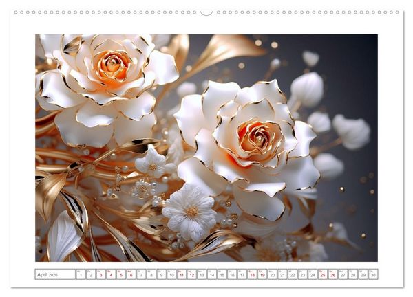 Produktbild: Eleganz in Gold und Orange (hochwertiger Premium Wandkalender 2026 DIN A2 quer), Kunstdruck in Hochglanz