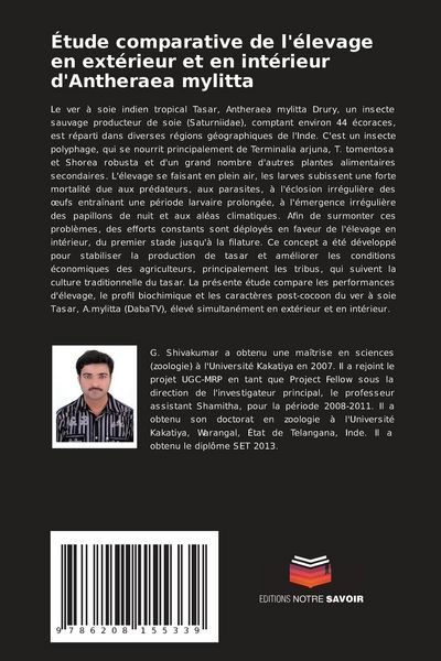 Produktbild: &Eacute;tude comparative de l'&eacute;levage en ext&eacute;rieur et en int&eacute;rieur d'Antheraea mylitta