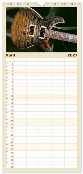 Produktbild: Familienplaner 2027 - Traumgitarren - the Sound of Rock mit 5 Spalten (Wandkalender, 21 x 45 cm) CALVENDO