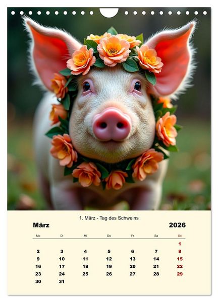 Produktbild: Blumenbekr&auml;nzte Haustiere zu ihrem Feiertag (Wandkalender 2026 DIN A4 hoch), CALVENDO Monatskalender