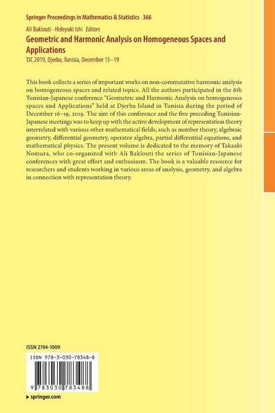 Produktbild: Geometric and Harmonic Analysis on Homogeneous Spaces and Applications