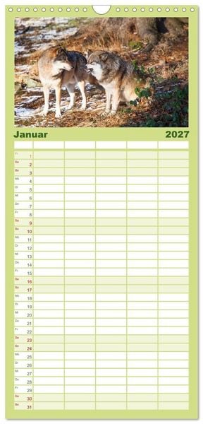 Produktbild: Familienplaner 2027 - Tierkalender 2027 mit 5 Spalten (Wandkalender, 21 x 45 cm) CALVENDO