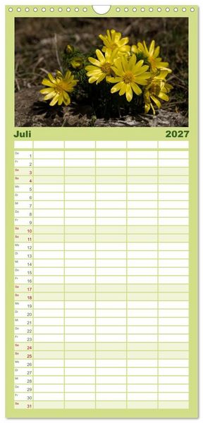 Produktbild: Familienplaner 2027 - Fr&uuml;hlingsbl&uuml;her - Farbenpracht nach dem Winter mit 5 Spalten (Wandkalender, 21 x 45 cm) CALVENDO