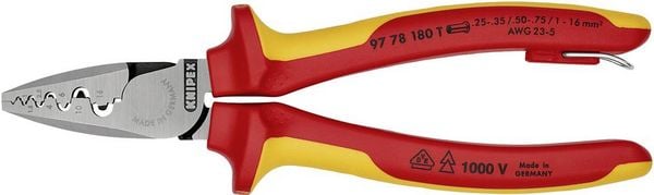 Produktbild: Knipex 97 78 180 T Crimpzange Aderendh&uuml;lsen 0.25 bis 16mm&sup2;