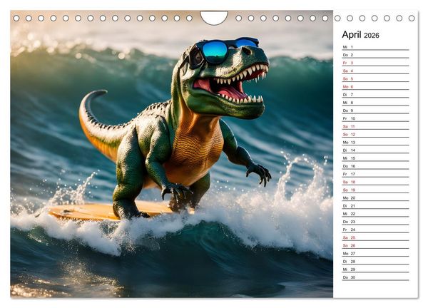 Produktbild: Sportlicher T-Rex - Mit Fun durch das Jahr (Wandkalender 2026 DIN A4 quer), CALVENDO Monatskalender