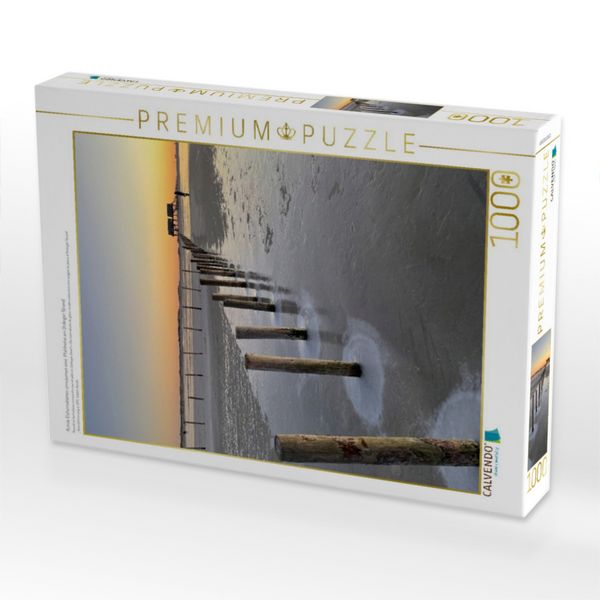 Produktbild: CALVENDO Puzzle Runde Eisformationen ums&auml;umen eine Pfahlreihe am Ordinger Strand | 1000 Teile Lege-Gr&ouml;&szlig;e 64x48cm Foto-Puzzle f&uuml;r gl&uuml;ckliche Stunden