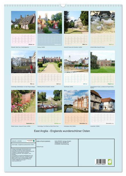 Produktbild: East Anglia - Englands wundersch&ouml;ner Osten (Wandkalender 2026 DIN A2 hoch), CALVENDO Monatskalender