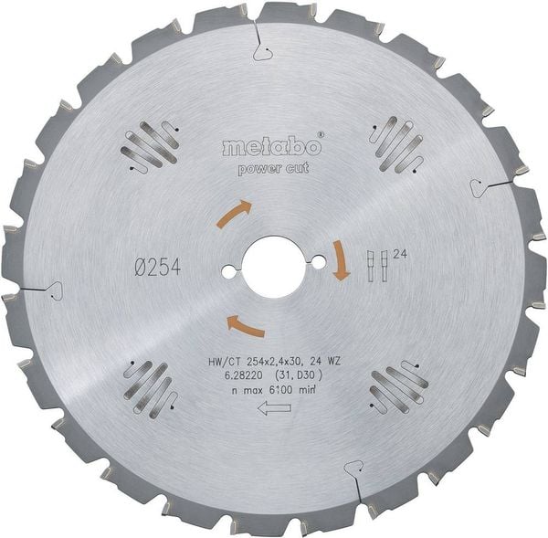 Metabo HW/CT 254X30 60 WZ 628222000 Hartmetall Kreissägeblatt 254 x 30 x 1.8 mm Zähneanzahl: 60 1 St.