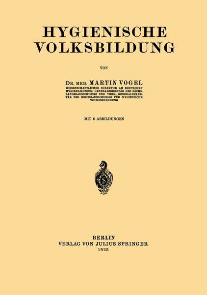 Hygienische Volksbildung, Taschenbuch von Martinl Voge, Springer Berlin, 9783642904967