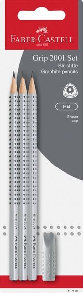 Produktbild: Faber-Castell Bleistift Grip 2001 HB 3er Set mit Radierer