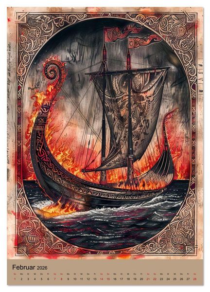 Produktbild: Wikinger - Mythologie - G&ouml;tter, Runen und Legenden (Wandkalender 2026 DIN A2 hoch), CALVENDO Monatskalender