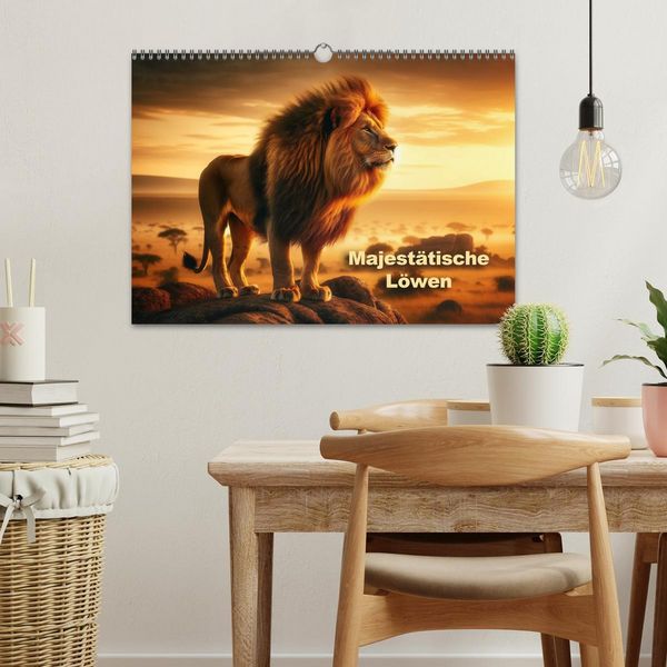 Produktbild: Majest&auml;tische L&ouml;wen - Die Herrscher der Wildnis (Wandkalender 2026 DIN A3 quer), CALVENDO Monatskalender