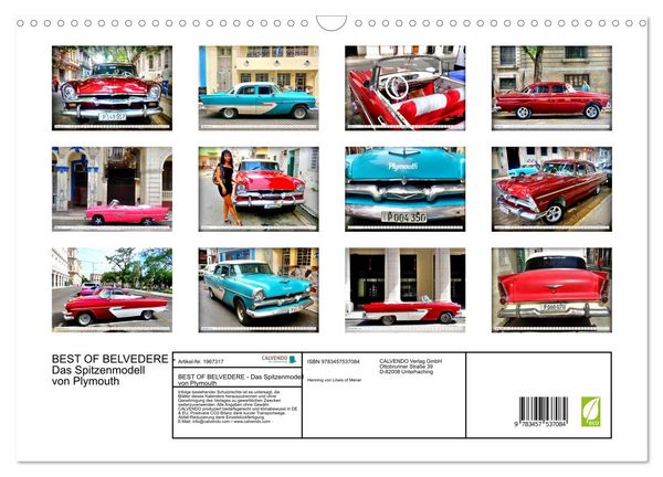 Produktbild: BEST OF BELVEDERE - Das Spitzenmodell von Plymouth (Wandkalender 2026 DIN A3 quer), CALVENDO Monatskalender
