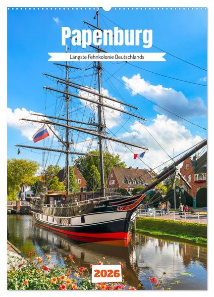 Produktbild: Papenburg. L&auml;ngste Fehnkolonie Deutschlands (Wandkalender 2026 DIN A2 hoch), CALVENDO Monatskalender