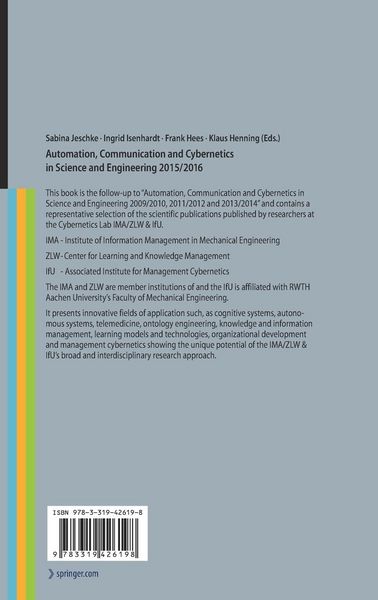 Produktbild: Automation, Communication and Cybernetics in Science and Engineering 2015/2016