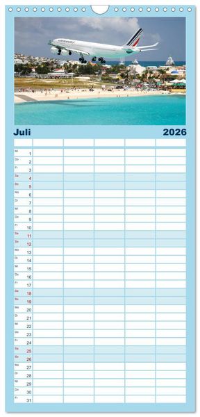 Produktbild: Familienplaner 2026 - Faszination Fliegerei mit 5 Spalten (Wandkalender, 21 x 45 cm) CALVENDO